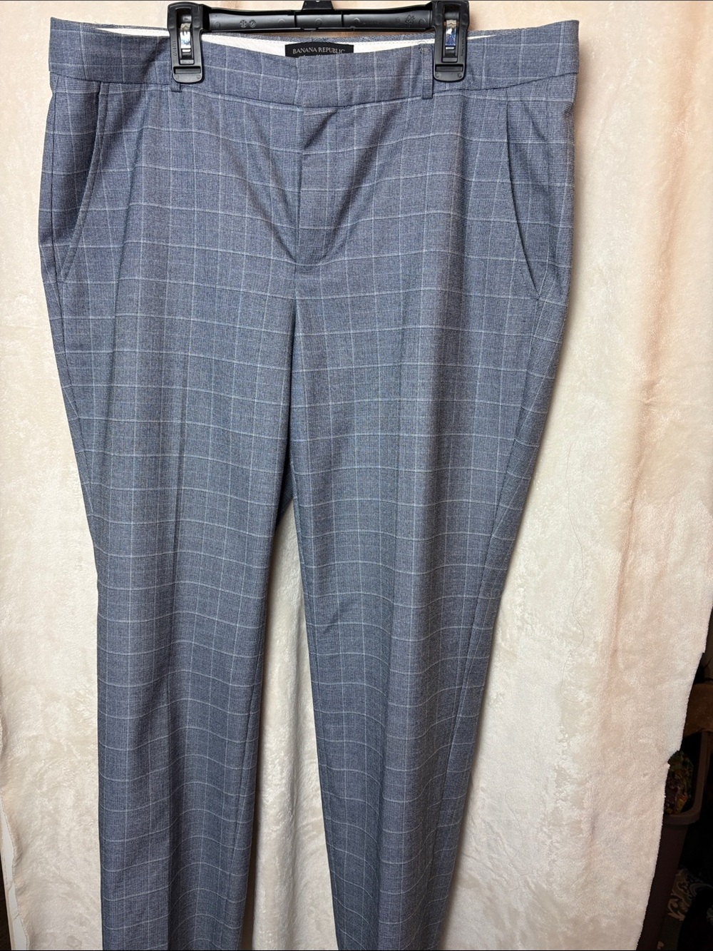 Banana Republic Ryan Pants Size 12 blue Plaid Career Ankle Slacks